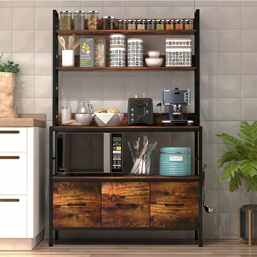 Kitchen Bakers Rack With 3 Bas - Microwave Oven ulasan dan harga