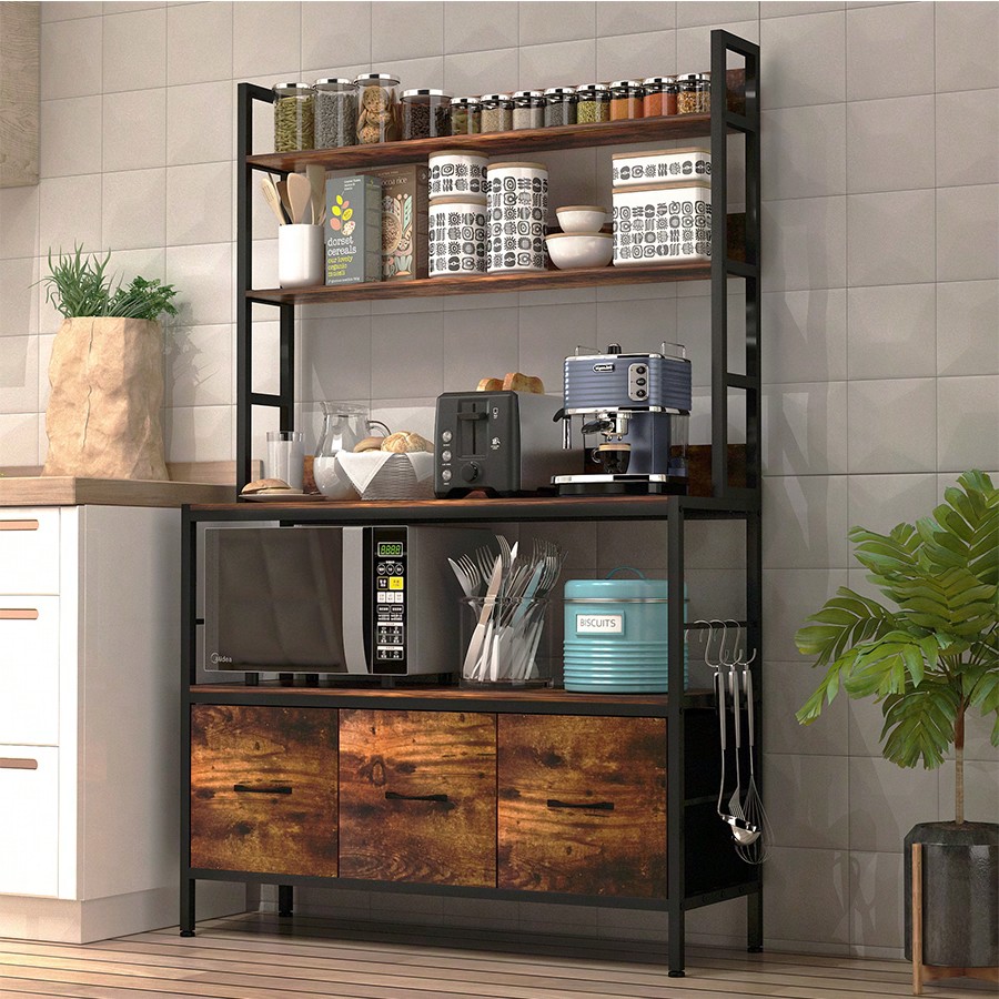 Kitchen Bakers Rack With 3 Bas - Microwave Oven ulasan dan harga