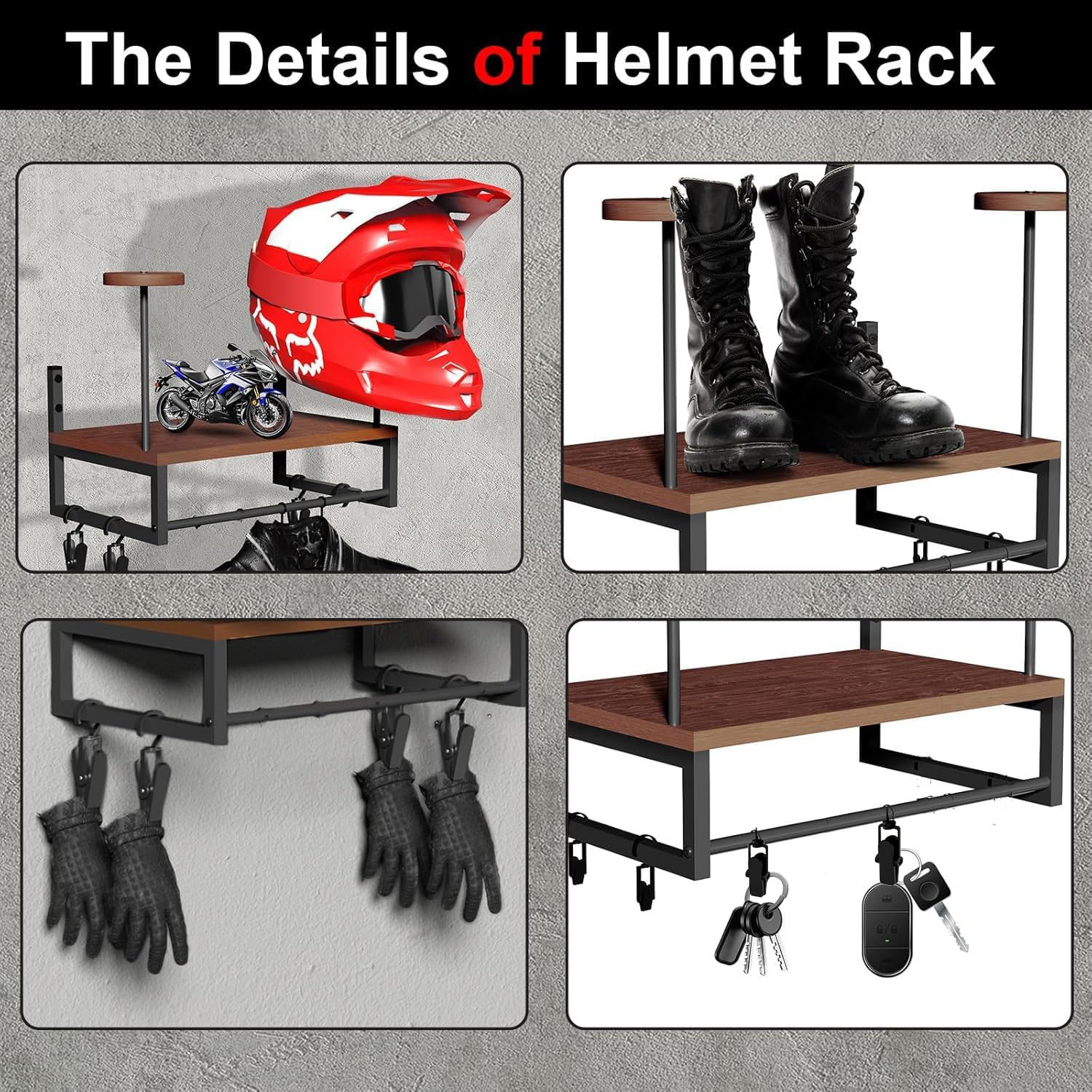 Wooden Motorcycle Helmet Wall  - Kitchen Appliances Cabinet ulasan dan harga